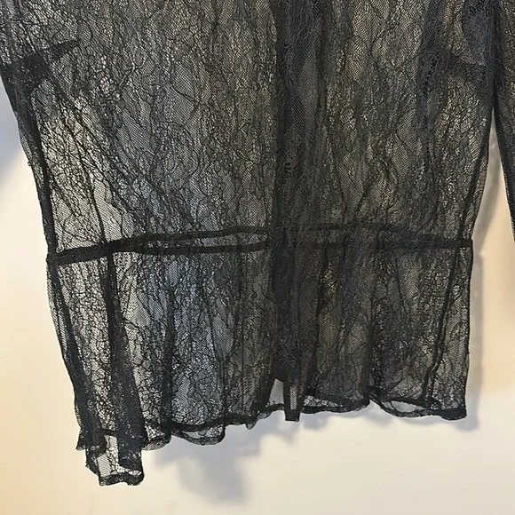 Michel Studio Black Lace Blouse with Ruffle and Choker Neck - Picture 10 of 10